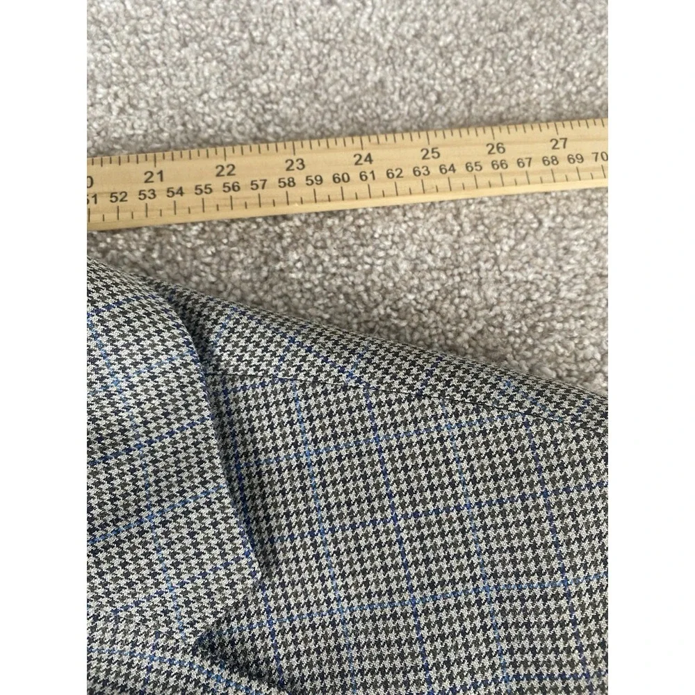 Lauren Ralph Lauren Beige/Blue Houndstooth Blazer Mens 44R Wool/Silk Preppy Work